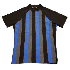 Male Striped T-Shirt Short Sleeve Vintage Made in USA Blue Men's Large Pre-owned